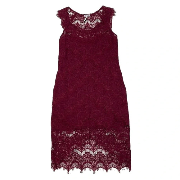 Intimately Free People Lace Midi Dress Sheath Sleeveless Maroon Red Size Medium - Picture 4 of 16